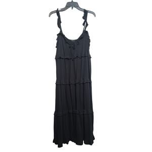 J. Crew Tiered Knit Keyhole Maxi Dress Black Large NWT Adjustable Straps